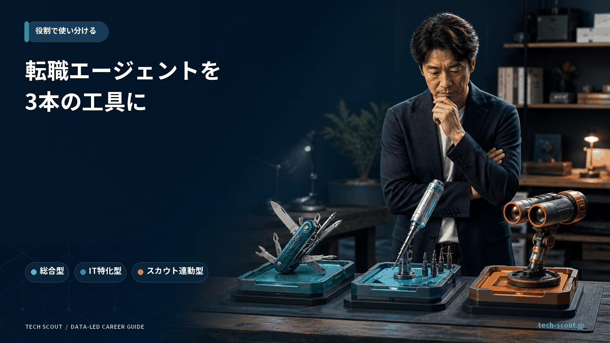 エンジニアが転職エージェント3つの型を使い分けるイメージ