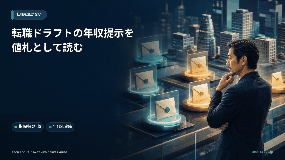 年収額付きのスカウトを比較する40代エンジニアのイメージ