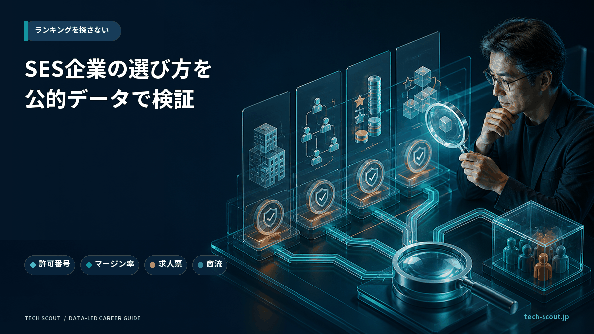 SES企業を公的データで見極める手順を示した記事のアイキャッチ