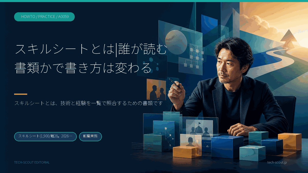 スキルシートを書く人・渡す人・読む人が別々であることを3者の関係で示した記事のアイキャッチ