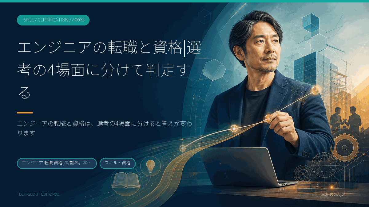 エンジニアの転職で資格が効く場面を選考の4段階に分けて示した記事のアイキャッチ