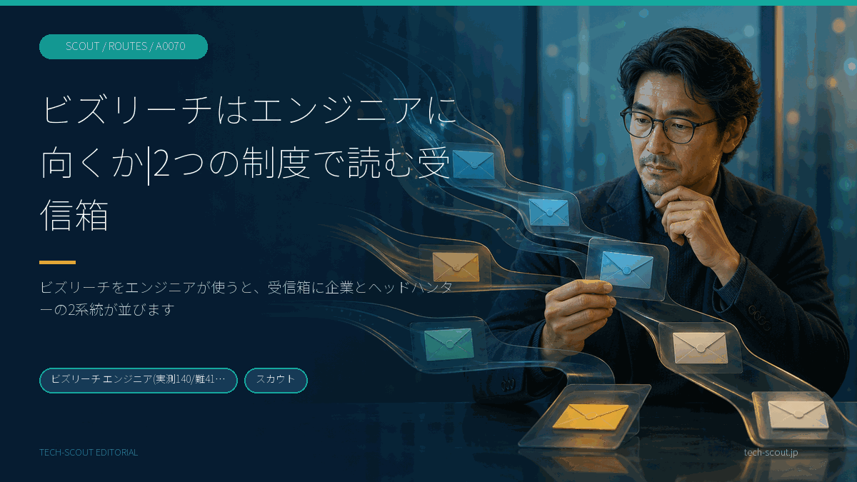 届いた連絡の差出人を1件ずつ確かめている40代エンジニアのイメージ