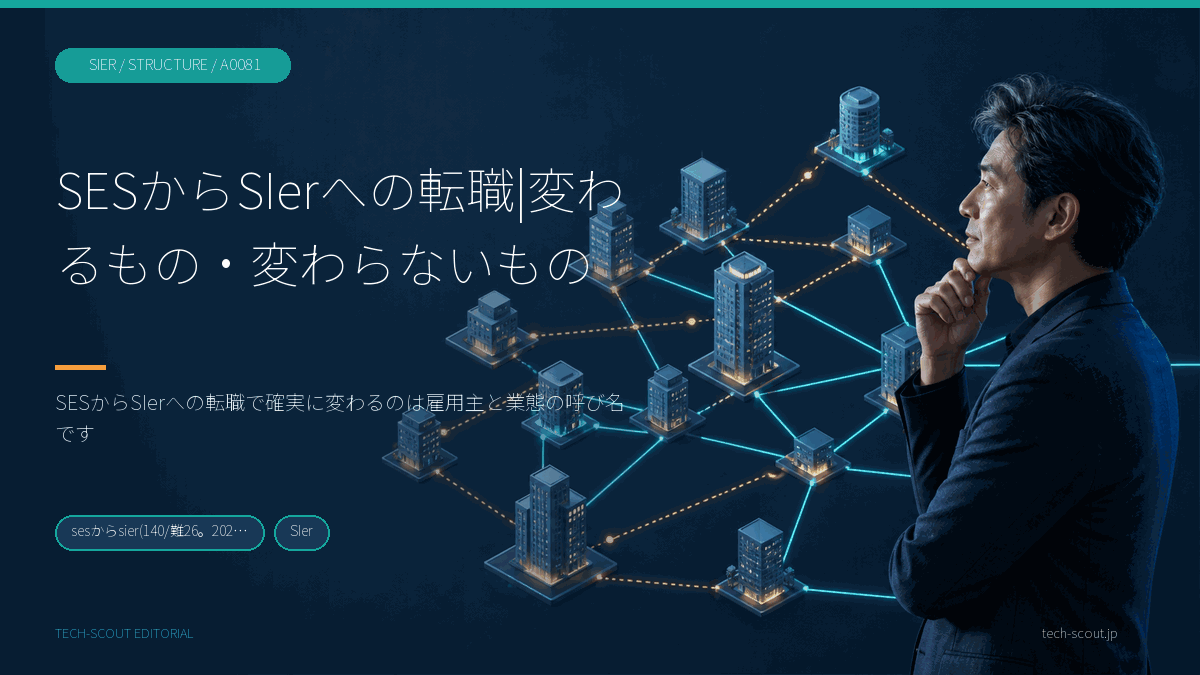 SESからSIerへの転職で確実に変わるものと案件で決まるものが分かれることを示した記事のアイキャッチ