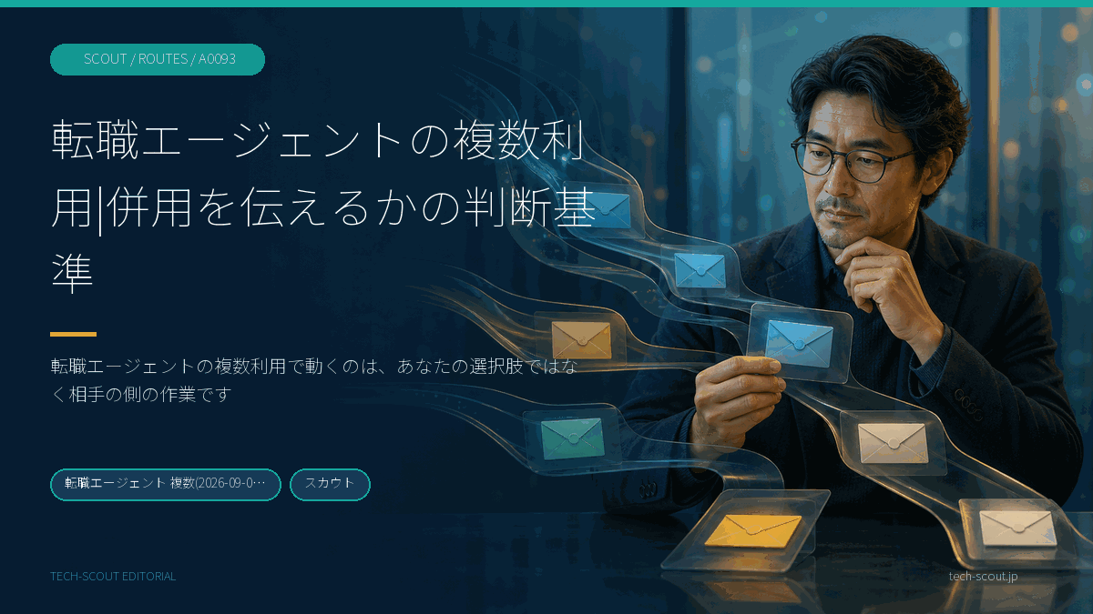 複数の転職エージェントを同時に使っている状態を俯瞰しているエンジニアのイメージ