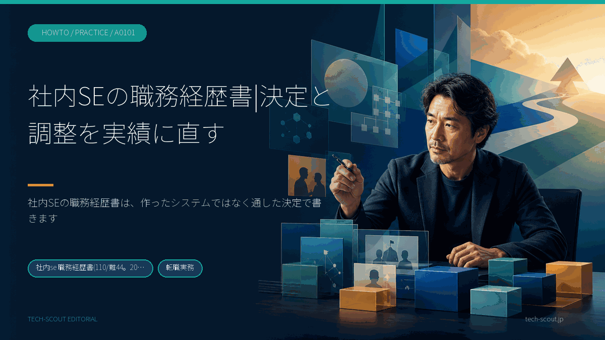 社内SEが書けないと感じるものと書ける形を決定でつないだ記事のアイキャッチ